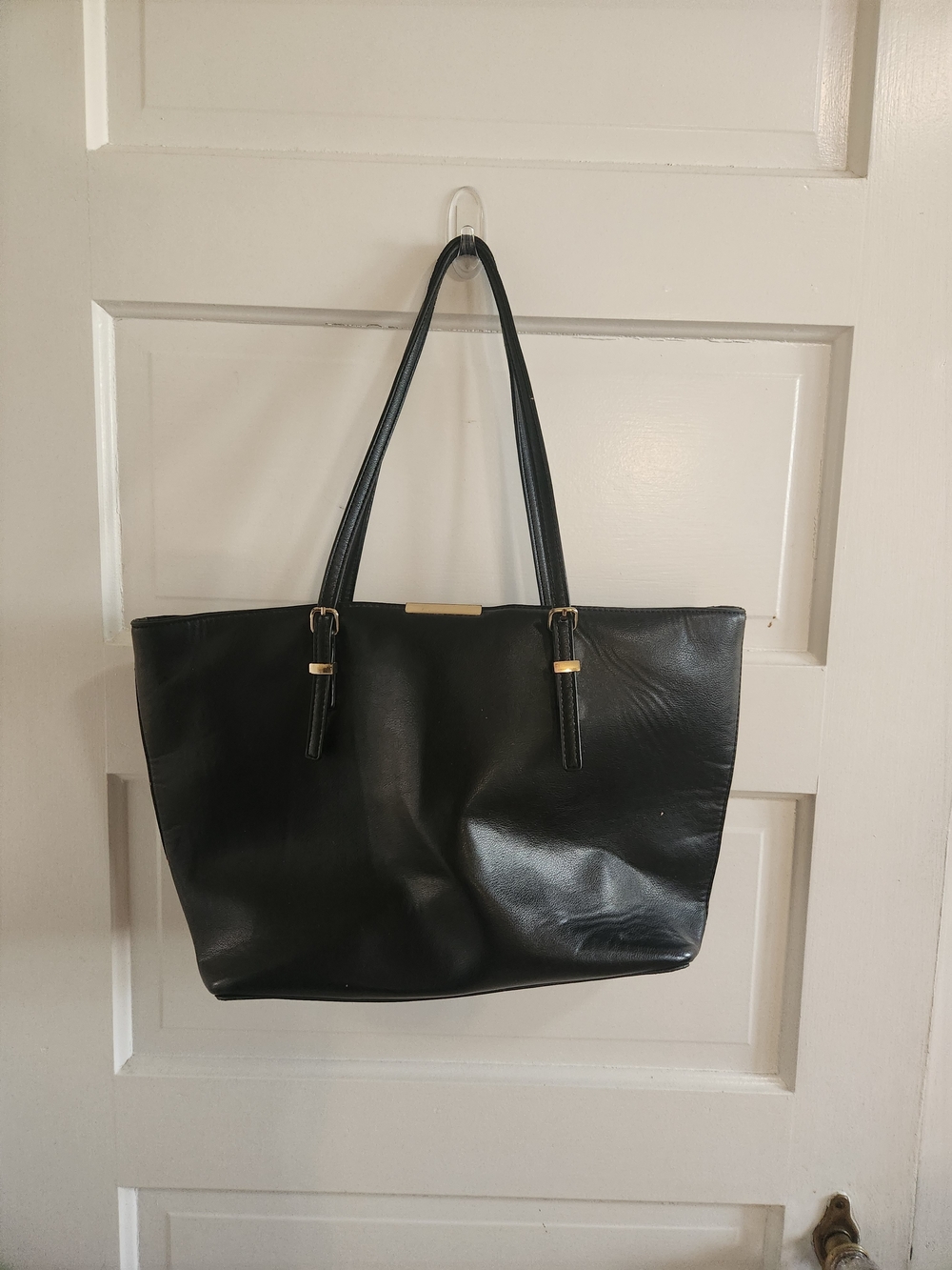 Kelly & Katie Black Shoulder Tote with Gold Hardware